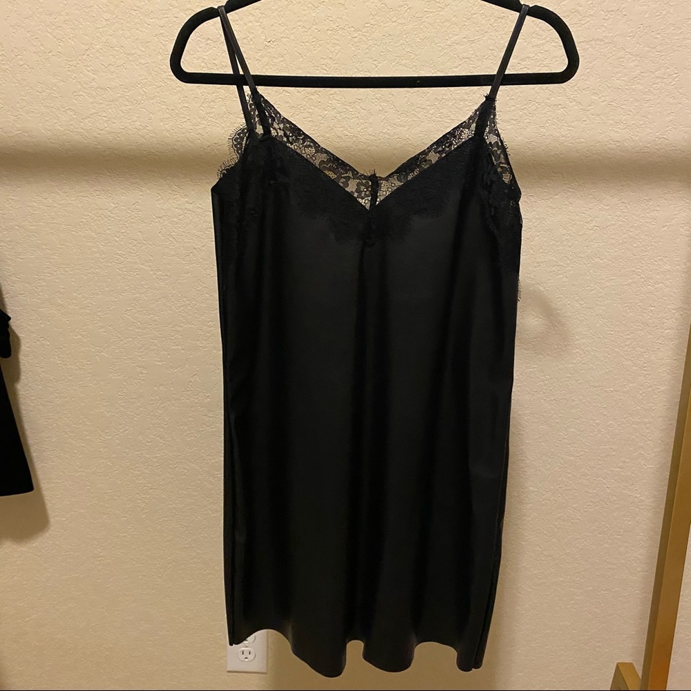 Zara Faux Leather with lace detail mini dress